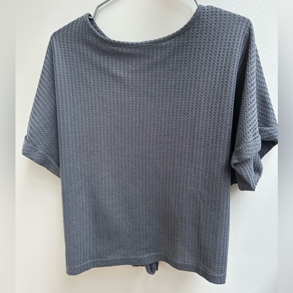 SHEIN Tie Back Waffle Knit Tee - Picture 4 of 6
